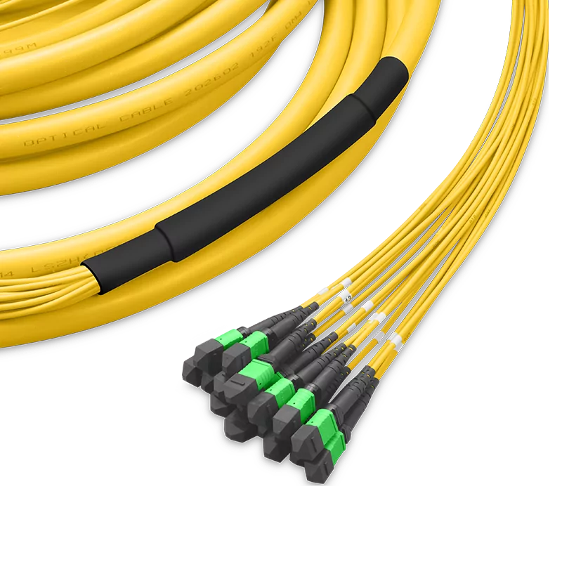 10m (33ft) Pre-terminated MPO 2x2 Shuffle Trunk Cable, 128 Fibers, 16xMPO-8 APC (Male) to 16xMPO-8 APC (Male), Single Mode (OS2), Type 2, LSZH, 0.35dB Max, Breakout 80cm, Yellow SFPS