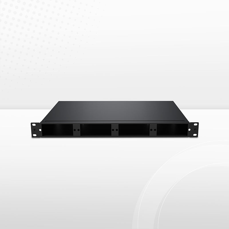 FHD™ High Density 1U Rack Mount Enclosure Unloaded, Tool-less Removable Top Cover, Holds up to 4 x FHD™ Cassettes, Panels, or Splice Trays, 144 Fibers (LC)