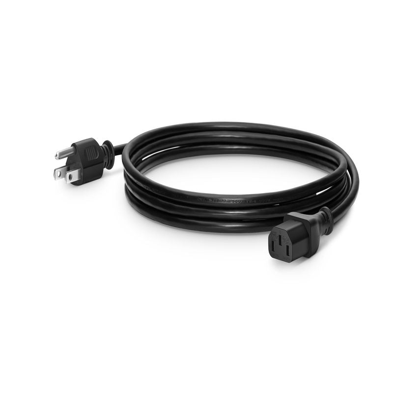 10ft (3m) NEMA 5-15P to IEC60320 C13 16AWG 125V/10A Power Cord, Black