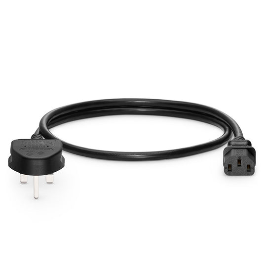 4ft (1.2m) BS 1363 to IEC60320 C13 3 x 1.0mm² 250V/10A Power Cord, Black