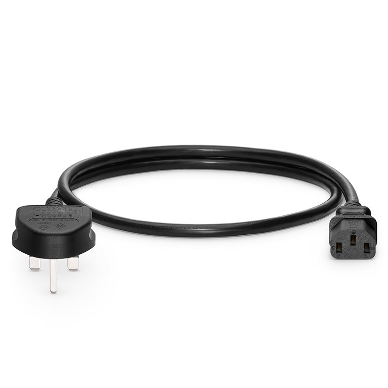 2ft (0.6m) BS 1363 to IEC60320 C13 3 x 1.0mm² 250V/10A Power Cord, Black