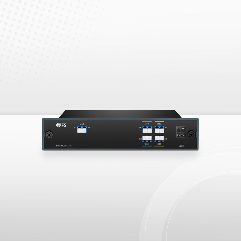 4 Channels CWDM Mux Demux, 1270-1330nm, 1.0dB Typical IL, LC/UPC, Dual Fiber, FMU Plug-in Module