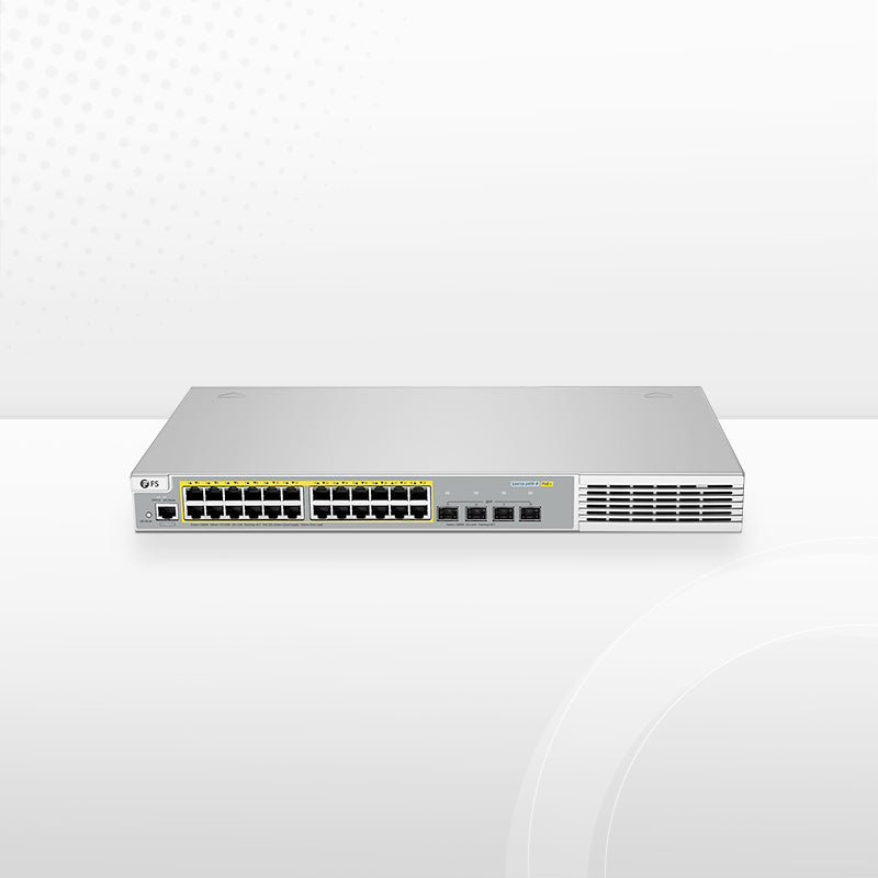 S3410-24TF-P, 24-Port Ethernet L2+ PoE+ Switch, 24 x PoE+ Ports @370W, with 4 x 1Gb SFP Uplinks, Stackable Switch, Broadcom Chip