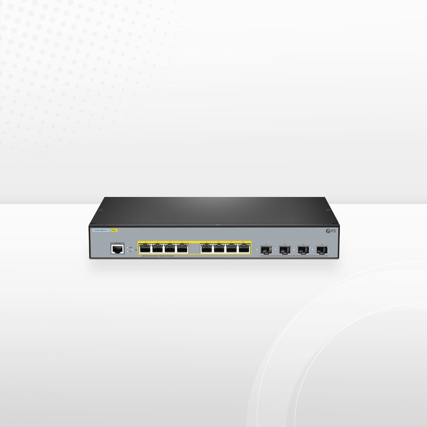 S3200-8MG4S-U, 8-Port Ethernet L2+ Managed PoE+ Switch, 8 x 100M/1000M/2.5G Multi-Gigabit RJ45, with 4 x 10Gb SFP+ Uplinks