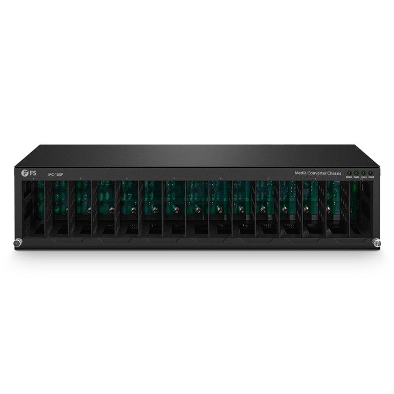 15 Slots Media Converter Chassis, 19'' Rack Mount, Single Power AC 100~240V