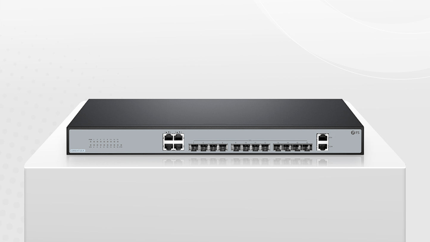 S3950-4T12S-R, 12-Port Ethernet L2+ Managed Switch, 12 x 10Gb SFP+, with 4 x Gigabit RJ45, Support MLAG
