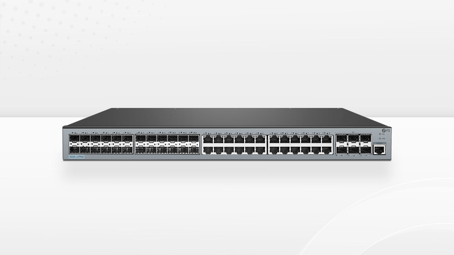 S5500-24TF6S, 48-Port Gigabit Ethernet L3 Switch, 24 x Gigabit RJ45, 24 x 1Gb SFP, with 6 x 10Gb SFP+ Uplinks, Support Stacking
