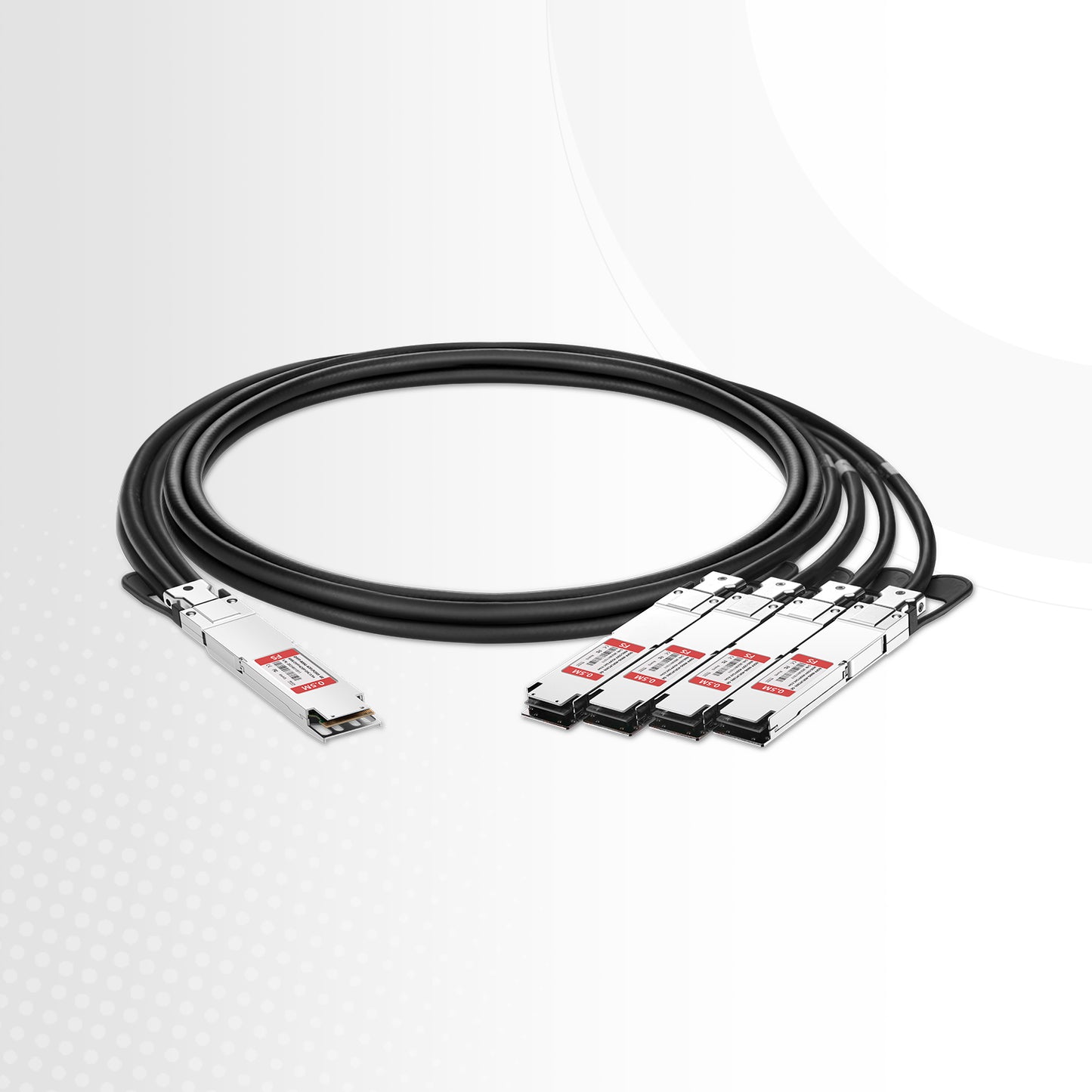 0.5m (2ft) NVIDIA/Mellanox Compatible 800G OSFP 8 x 100G PAM4 Finned Top to 4 x 200G OSFP 2 x 100G PAM4 Flat Top InfiniBand NDR Passive Direct Attach Copper Breakout Cable for Quantum-2 Switches and ConnectX-7 HCA