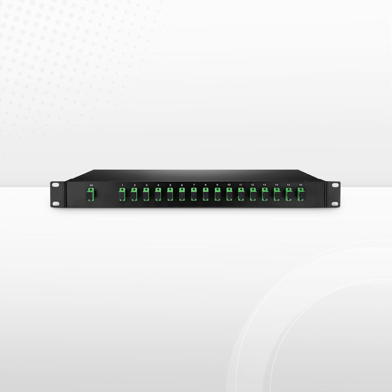 1 x 16 PLC Fiber Splitter, 1U 19" Rack Mount, SC/APC, Singlemode