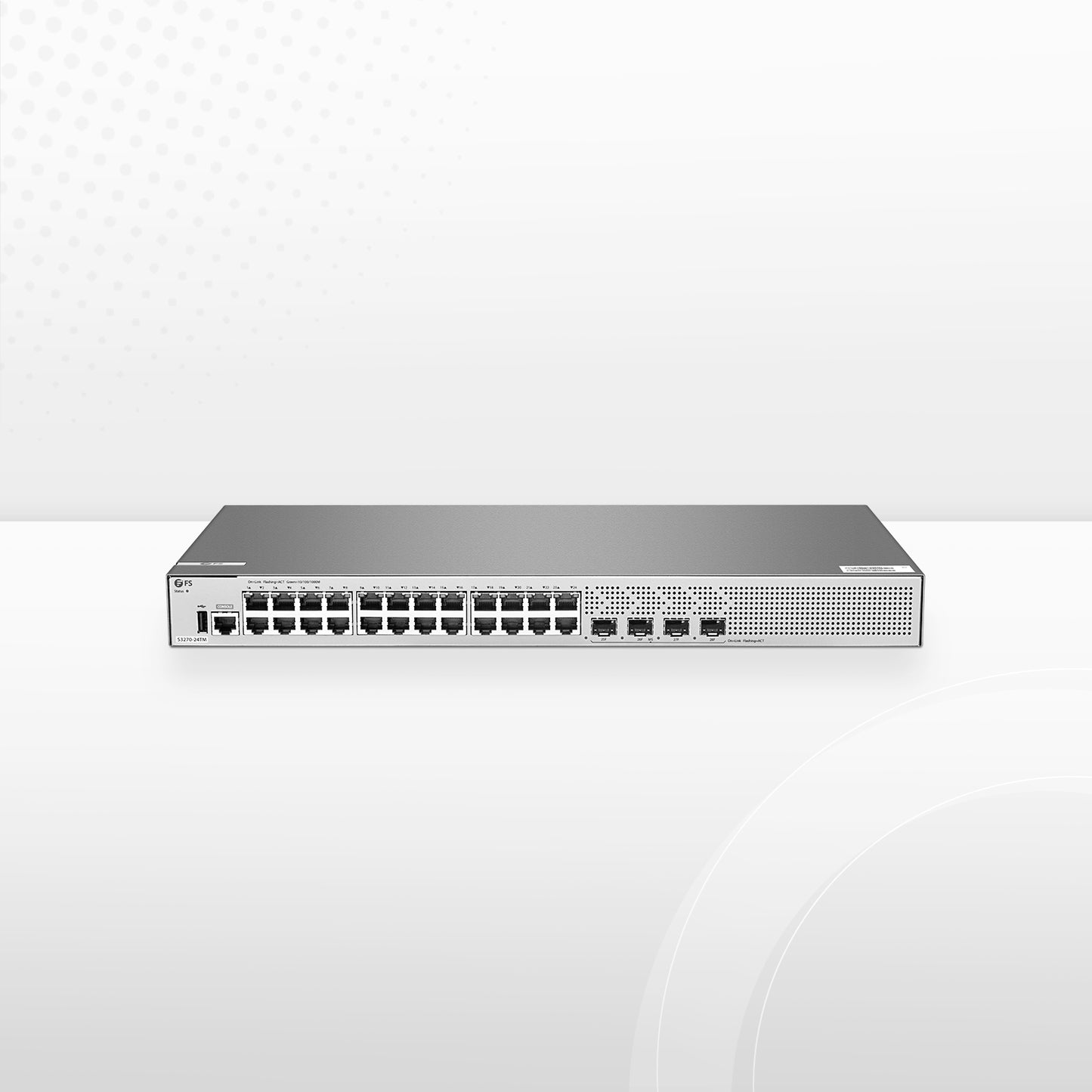 S3270-24TM, 24-Port Gigabit Ethernet L2+ Switch, 24 x Gigabit RJ45, with 4 x 1/2.5Gb SFP Uplinks, Broadcom Chip, Fanless
