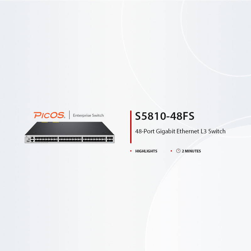 S5810-48FS, 48-Port Gigabit Ethernet L3 Switch, 48 x 1Gb SFP, with 4 x 10Gb SFP+ Uplinks, PicOS®, Support MLAG, Broadcom Chip