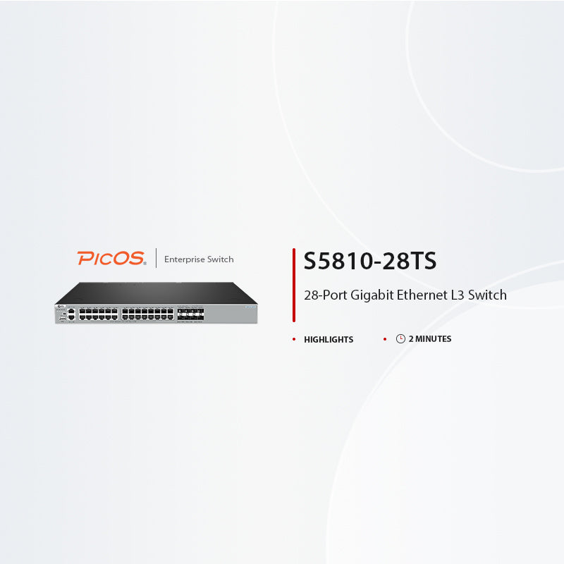 S5810-28TS, 28-Port Gigabit Ethernet L3 Switch, 24 x Gigabit RJ45, 4 x RJ45/SFP Combo Ports, with 4 x 10Gb SFP+ Uplinks, PicOS®, Support MLAG, Broadcom Chip
