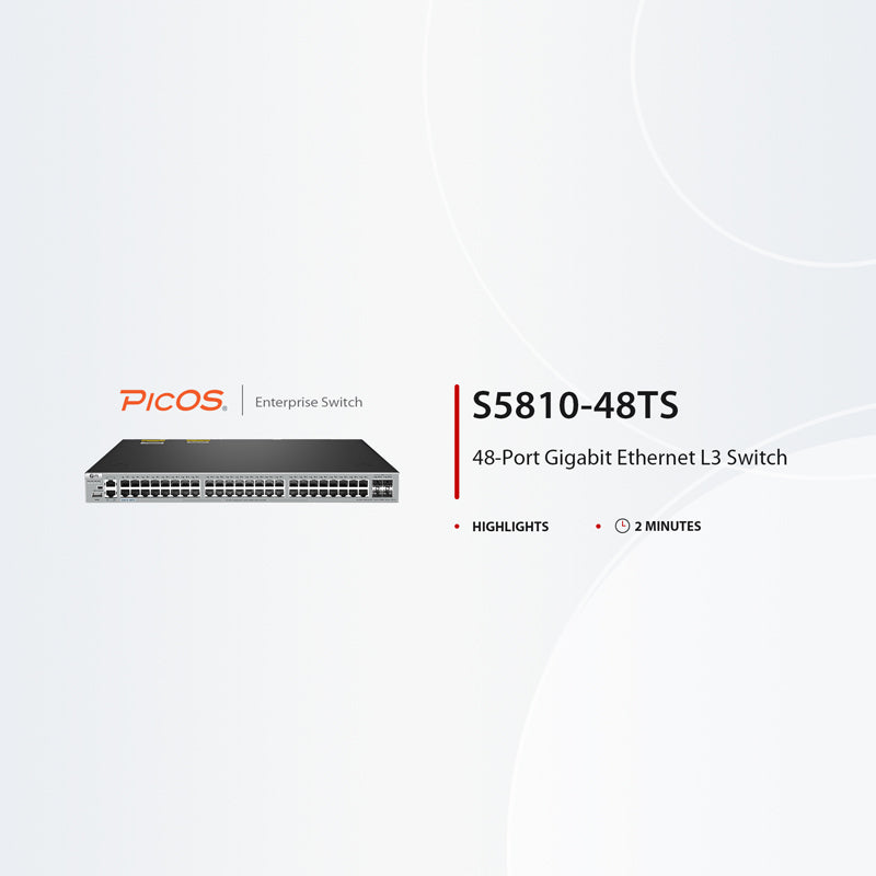 S5810-48TS, 48-Port Gigabit Ethernet L3 Switch, 48 x Gigabit RJ45, with 4 x 10Gb SFP+ Uplinks, PicOS®, Support MLAG, Broadcom Chip