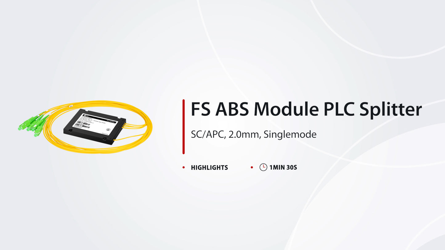 1 x 2 PLC Fiber Splitter, Splice/Pigtailed ABS Module, 2.0mm, SC/APC, Singlemode