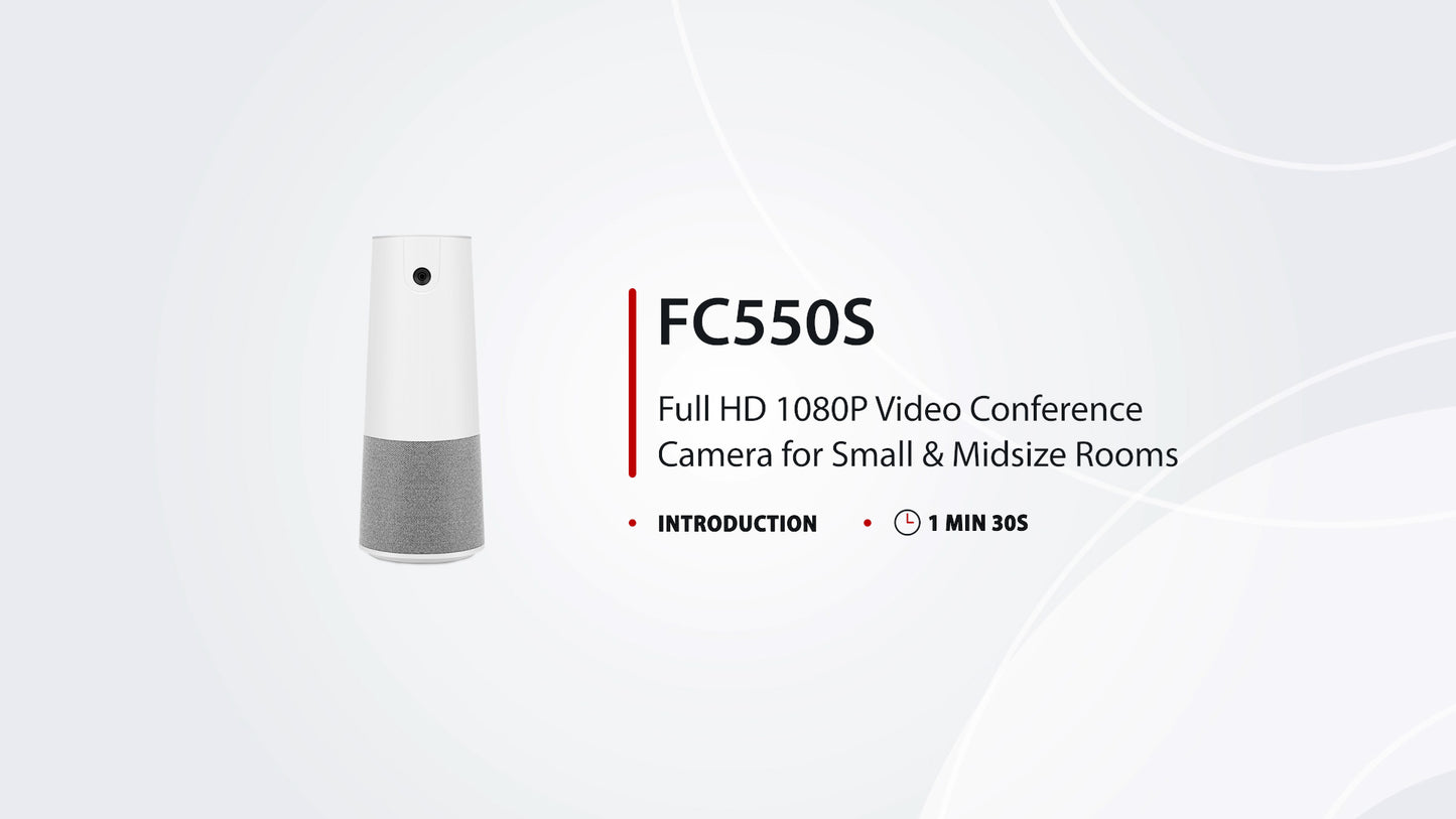 FC550S Full HD 1080P All-in-one Video Conference Camera for Small & Midsize Rooms Desktops, with 4 Microphones & 100° HFOV, USB Plug and Play