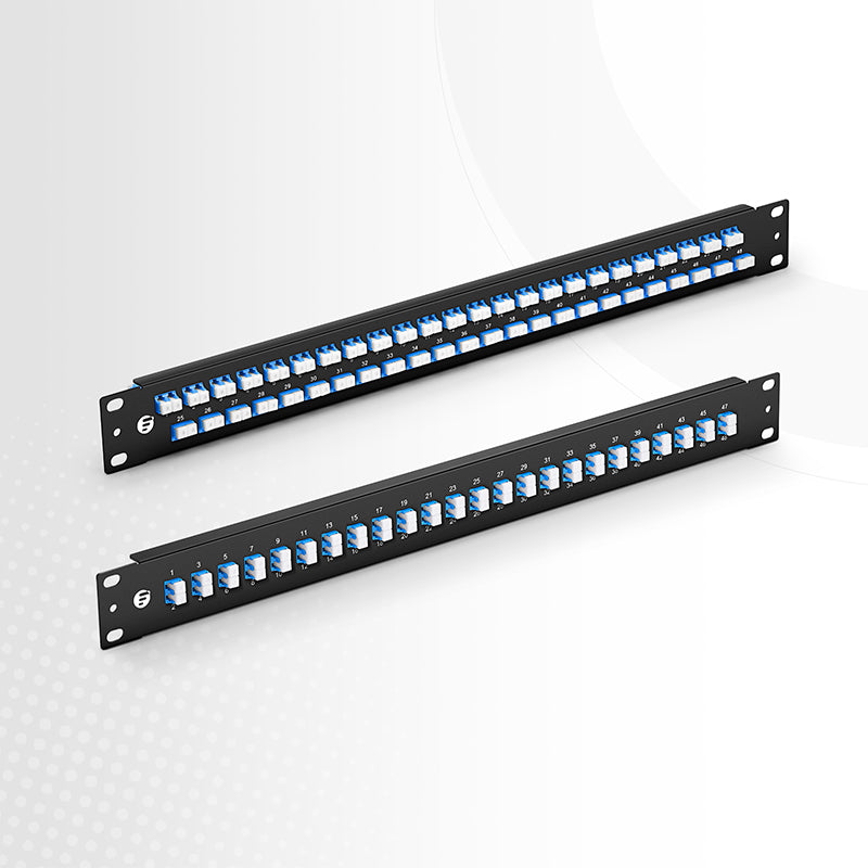 FHU™ 1U 19'' Fiber Adapter Panel, 48 Fibers OS2 Single Mode, 24 x SC APC Duplex (Green) Adapter, Ceramic Sleeve