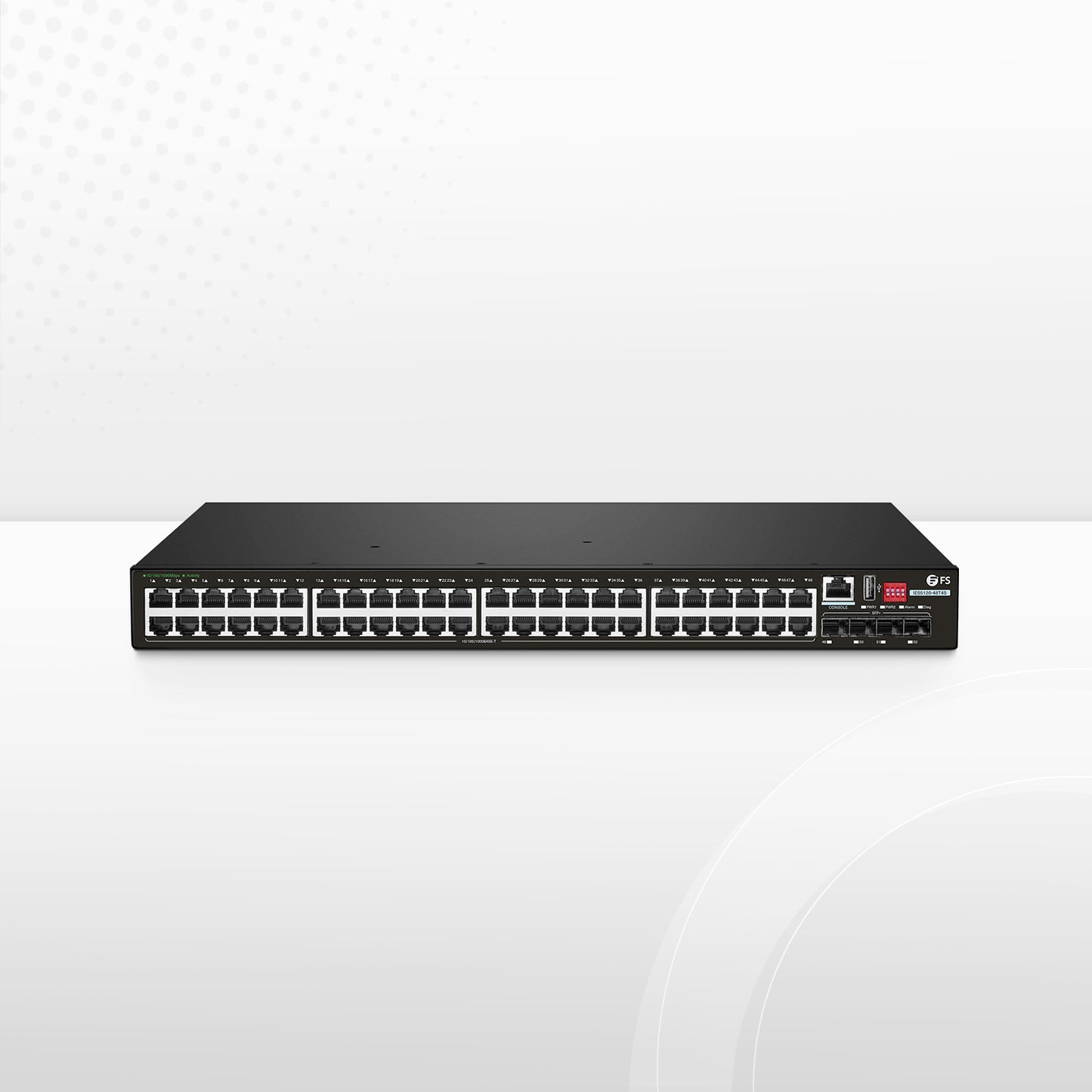 IES5120-48T4S, 48-Port Gigabit Ethernet L2+ Managed Industrial Switch, 48 x 10/100/1000BASE-T, with 4 x 1/10Gb SFP+, -40 to 75°C Operating Temperature