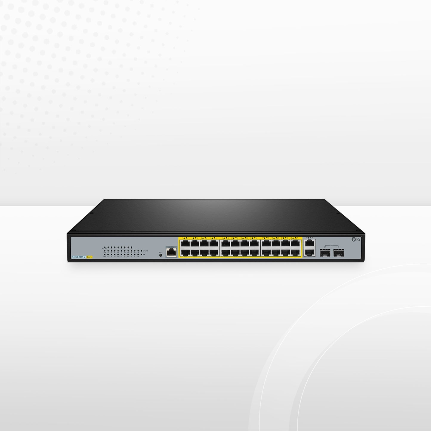 S3250-24TF-U, 24-Port Gigabit Ethernet L2 PoE++ Switch，24 x PoE+ Ports @370W，with 2 x 1Gb Combo Uplinks