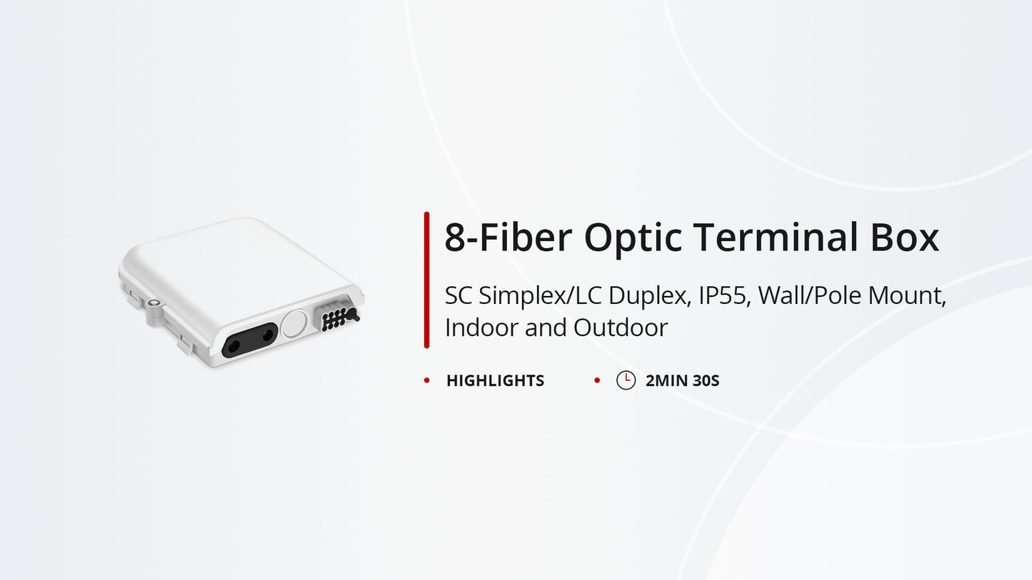8-fiber Optic Terminal Box, SC Simplex/LC Duplex, IP55, Wall/Pole Mount, Indoor and Outdoor