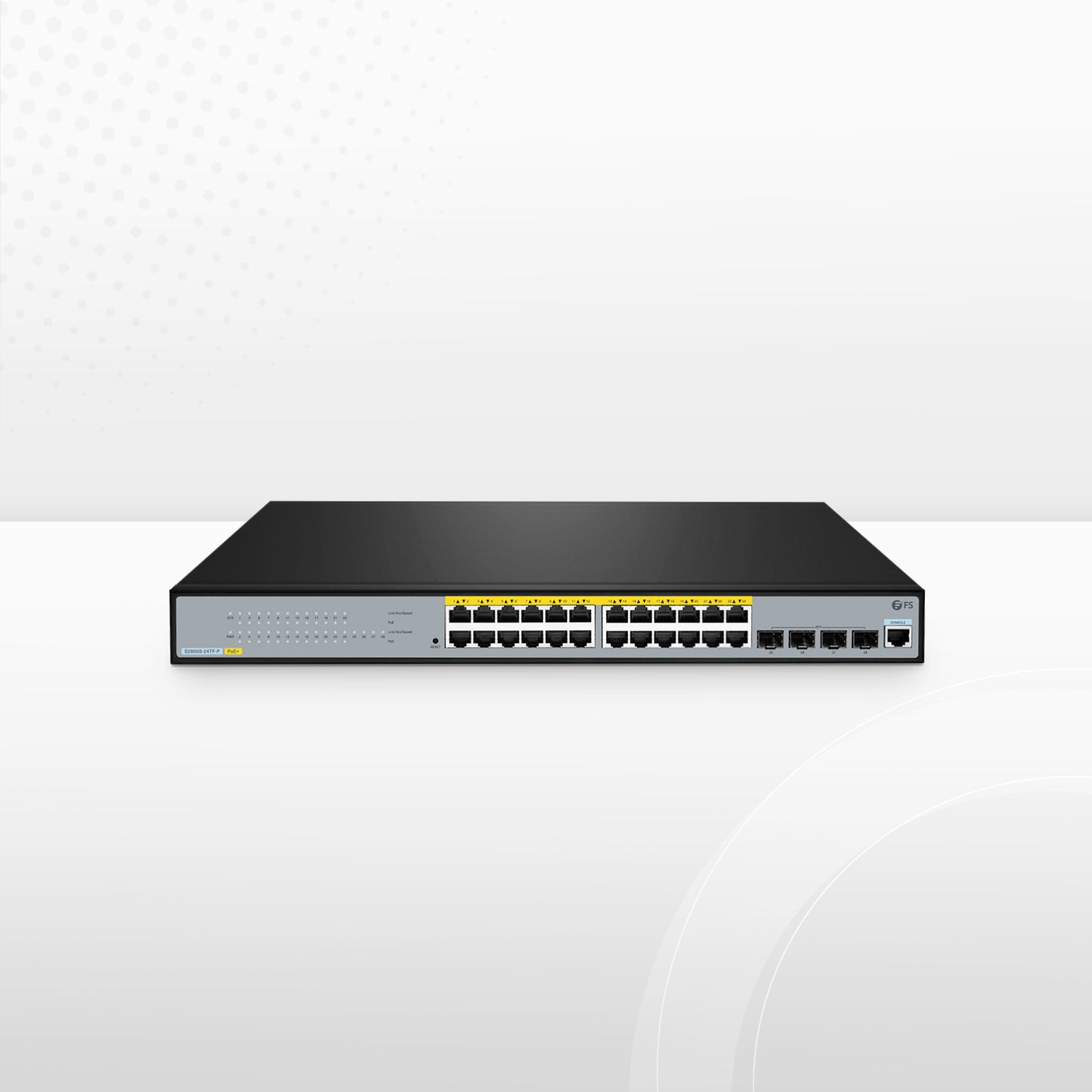 S2805S-24TF-P, 24-Port Gigabit Ethernet L2 Smart Managed PoE+ Switch, 24 x PoE+ Ports @370W, with 4 x 1Gb SFP Uplinks, Realtek Chip