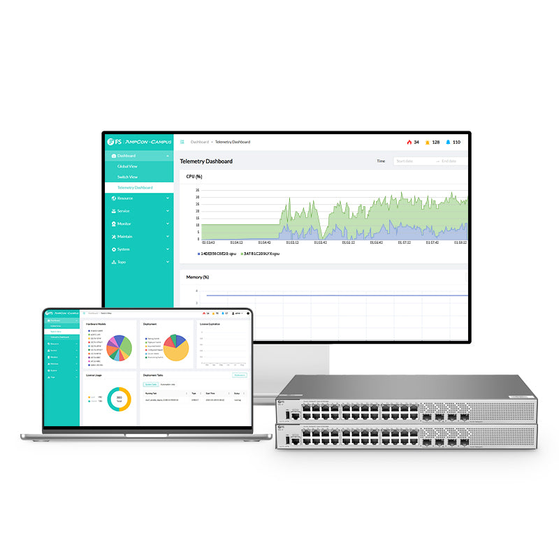 S3270-24TM, 24-Port Gigabit Ethernet L2+ Switch, 24 x Gigabit RJ45, with 4 x 1/2.5Gb SFP Uplinks, PicOS®, Broadcom Chip