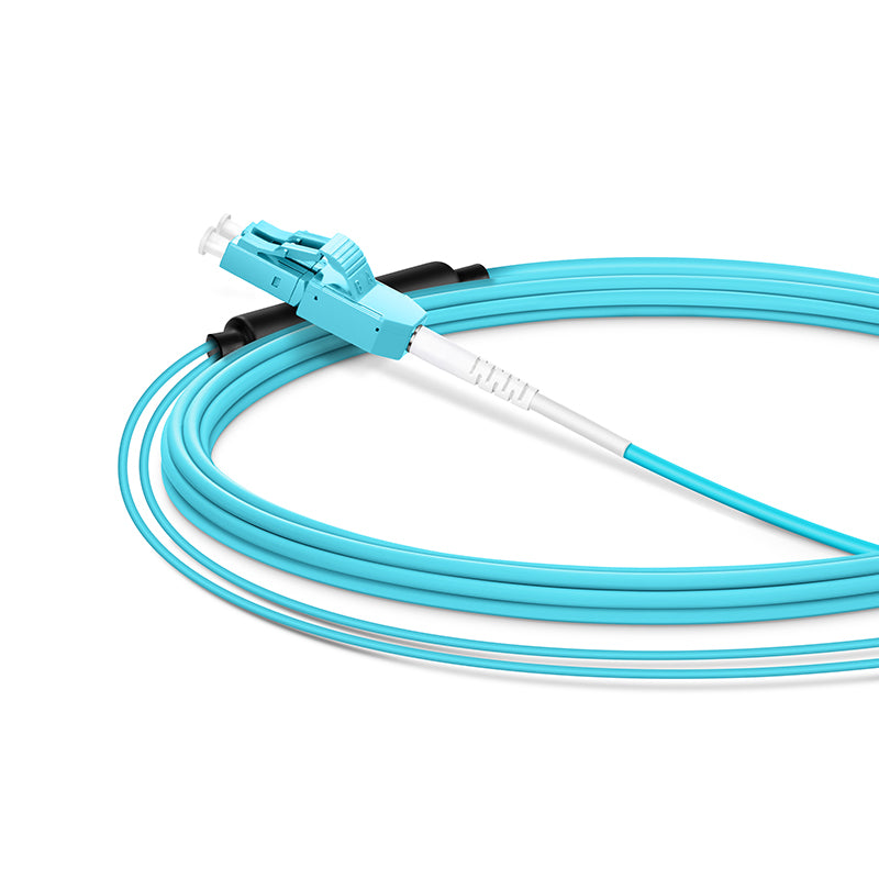 5m (16ft) Fiber Patch Cable, 2 Fibers, LC UPC Duplex Standard Clip Uniboot to SC UPC Duplex, Multimode (OM4), Riser (OFNR), 2.0/0.9mm, Aqua