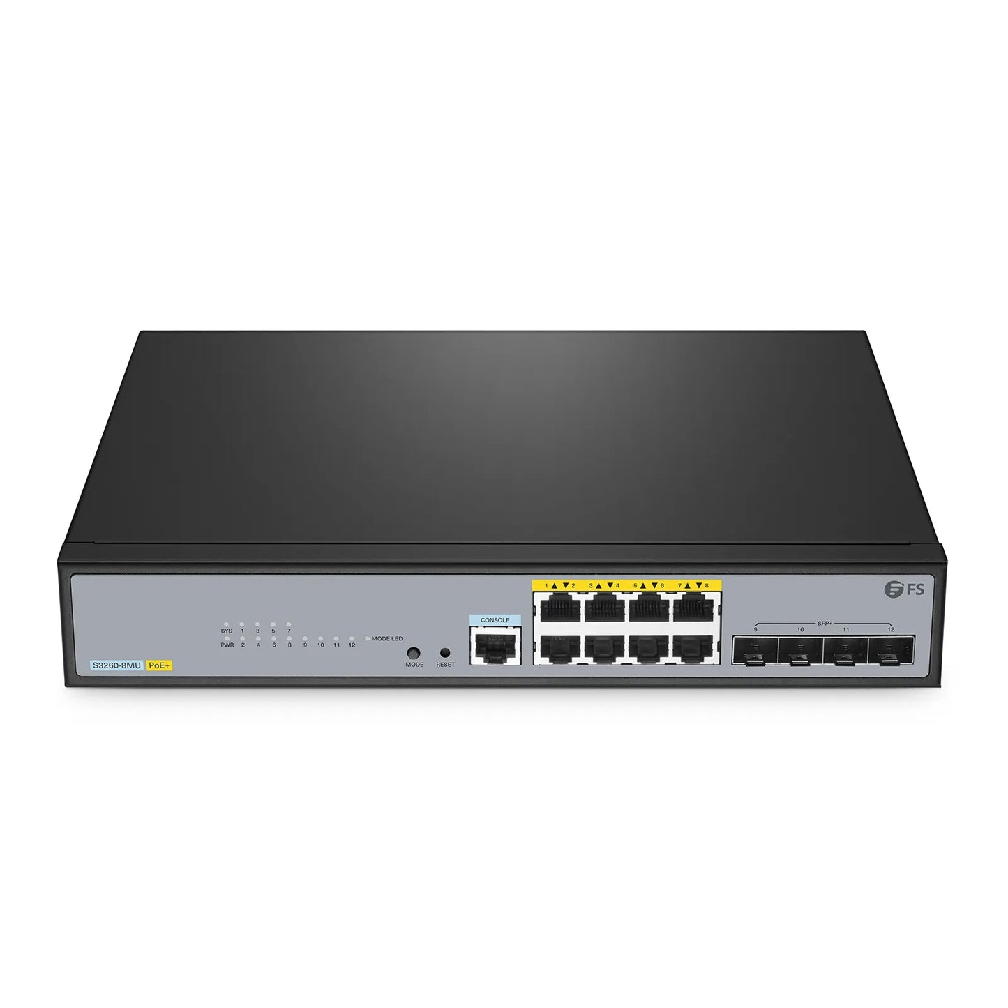 S3260-8MU, 8-Port Ethernet L2+ PoE++ Switch, 8 x 2.5GBASE-T/Multi-Gigabit, with 4 x 10Gb SFP+ Uplinks