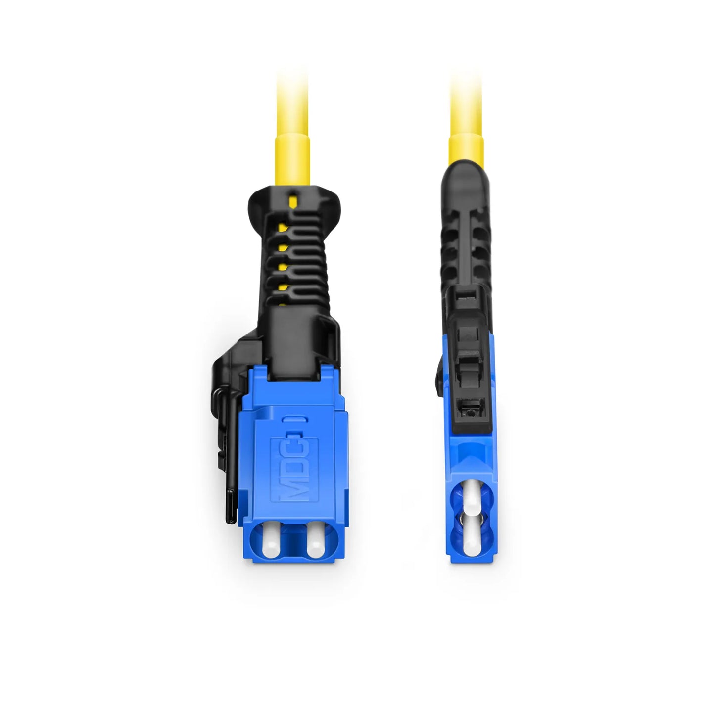 10m (33ft) Fiber Patch Cable, 2 Fibers, MDC UPC Duplex to MDC UPC Duplex Uniboot, Single Mode (OS2), Riser (OFNR), 2.0mm, Yellow, for 100/400/800G Network Connection