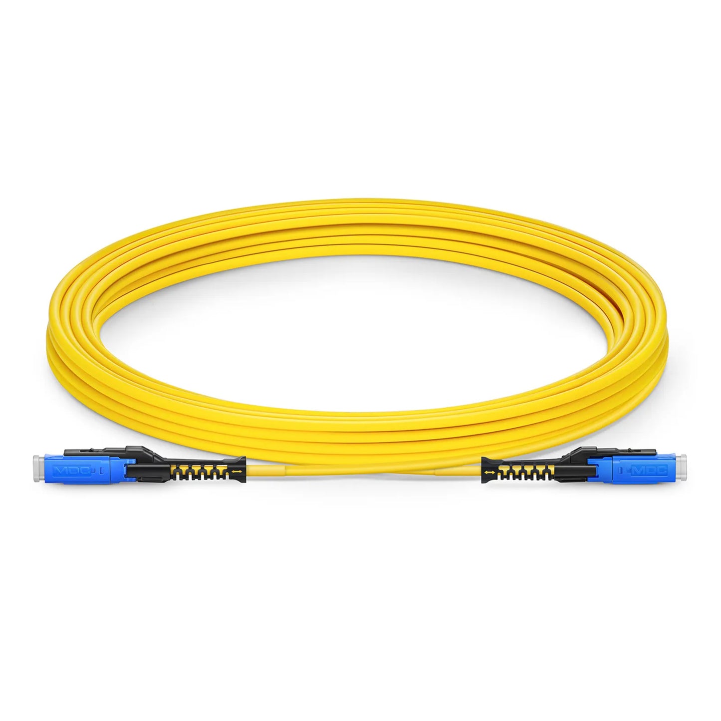 5m (16ft) Fiber Patch Cable, 2 Fibers, MDC UPC Duplex to MDC UPC Duplex Uniboot, Single Mode (OS2), Riser (OFNR), 2.0mm, Yellow, for 100/400/800G Network Connection