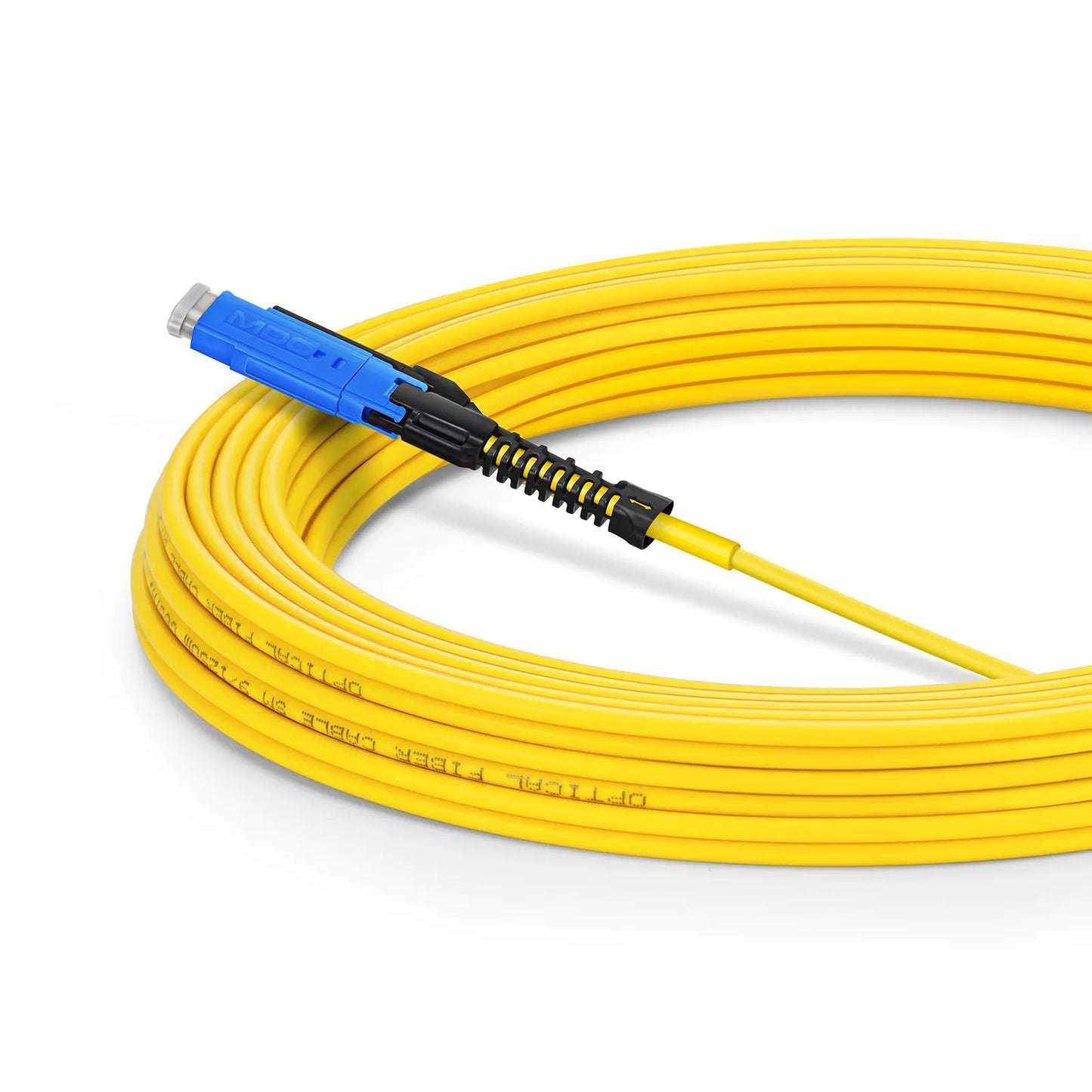 10m (33ft) Fiber Patch Cable, 2 Fibers, MDC UPC Duplex to MDC UPC Duplex Uniboot, Single Mode (OS2), Riser (OFNR), 2.0mm, Yellow, for 100/400/800G Network Connection