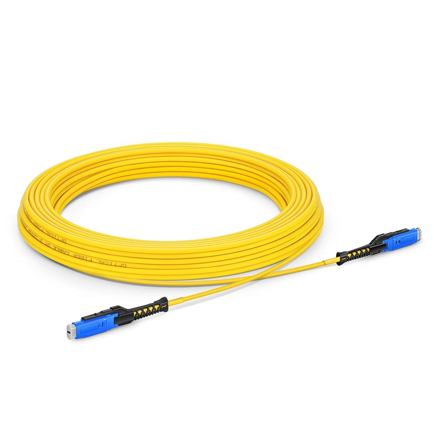 10m (33ft) Fiber Patch Cable, 2 Fibers, MDC UPC Duplex to MDC UPC Duplex Uniboot, Single Mode (OS2), Riser (OFNR), 2.0mm, Yellow, for 100/400/800G Network Connection