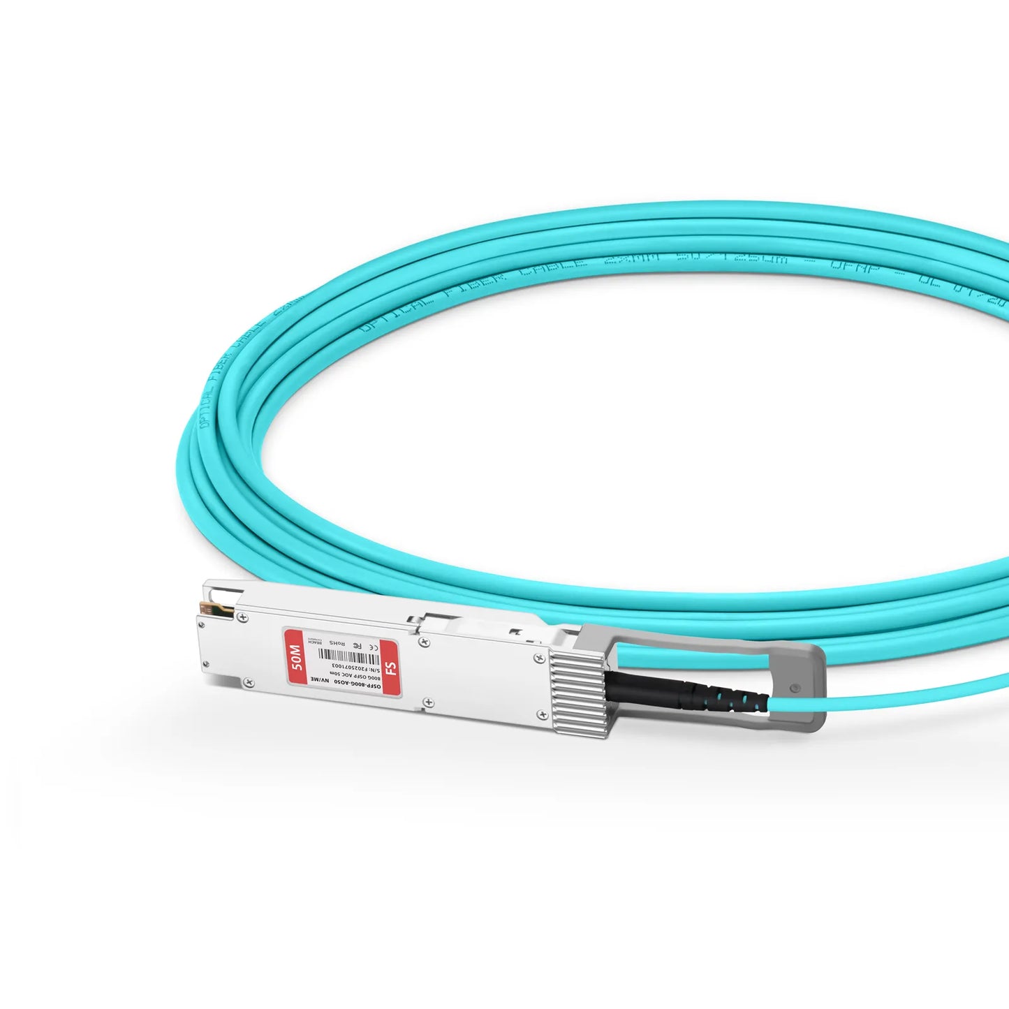 50m (164ft) NVIDIA/Mellanox Compatible 800G OSFP 8 x 100G PAM4 Finned Top Ethernet Active Optical Cable