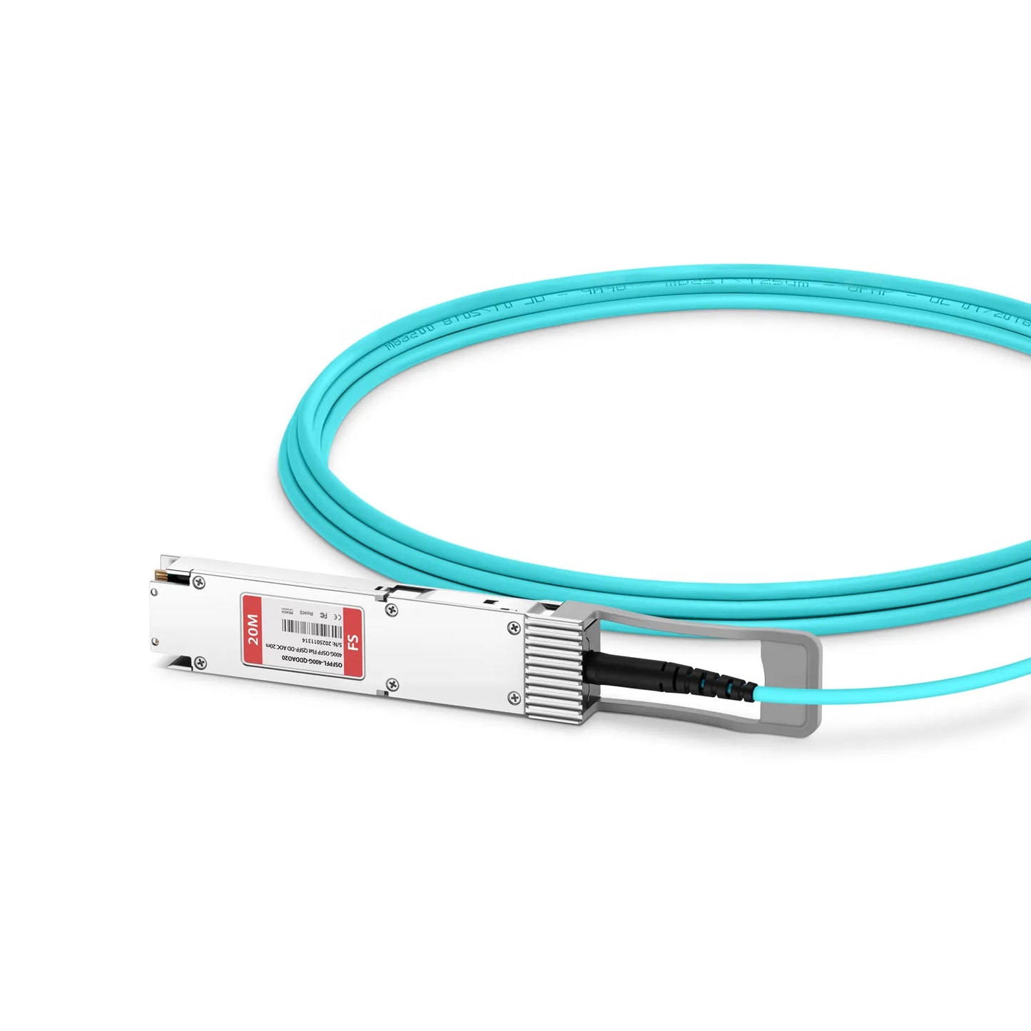 20m (66ft) Cisco Compatible 400G OSFP 8 x 50G PAM4 Flat Top to 400G QSFP-DD 8 x 50G PAM4 Active Optical Cable