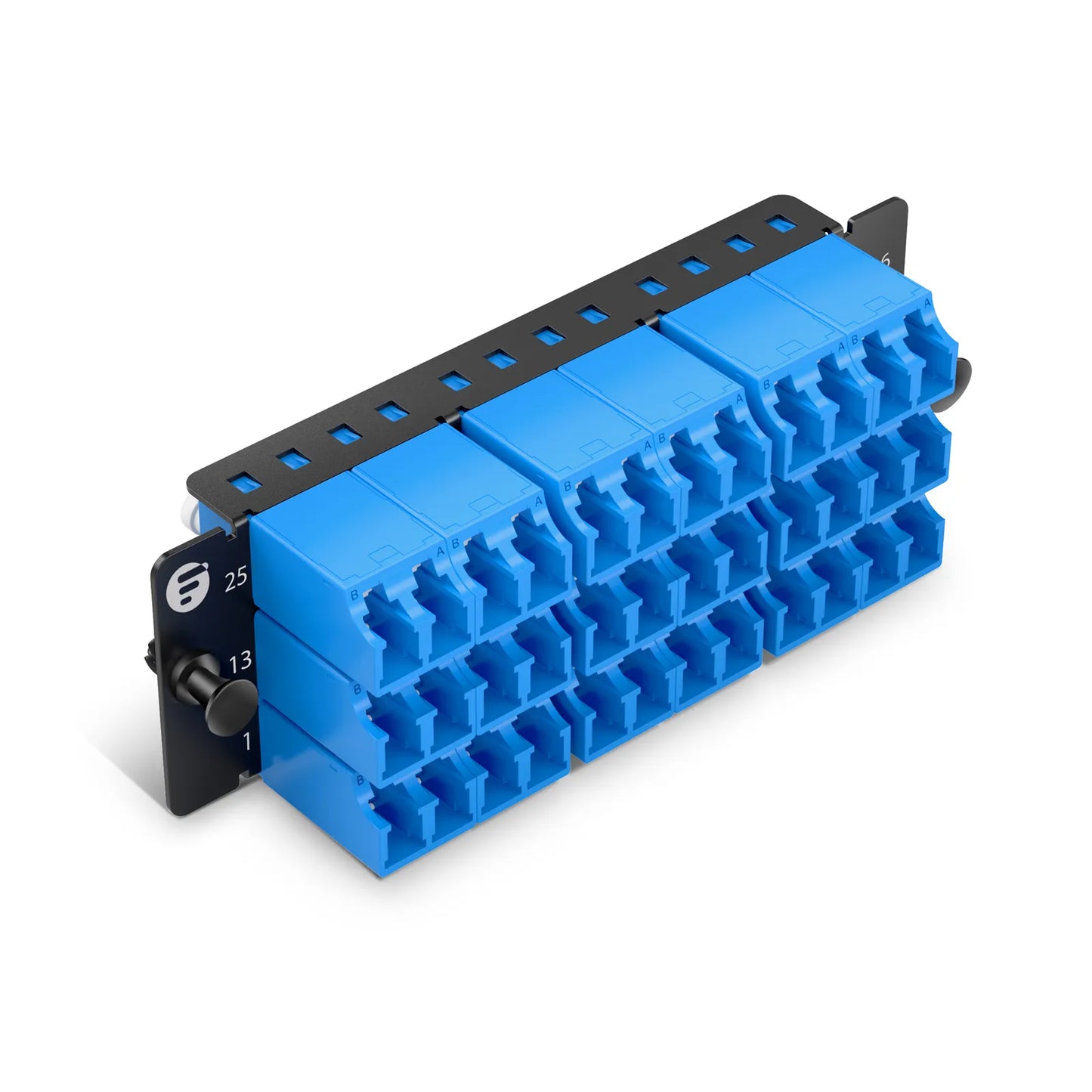 FHD™ Fiber Adapter Panel, 36 Fibers OS2 Single Mode, 18 x Shuttered LC UPC Duplex (Blue) Adapter, Ceramic Sleeve