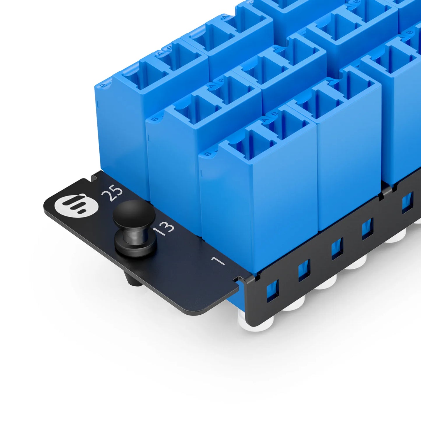 FHD™ Fiber Adapter Panel, 36 Fibers OS2 Single Mode, 18 x Shuttered LC UPC Duplex (Blue) Adapter, Ceramic Sleeve