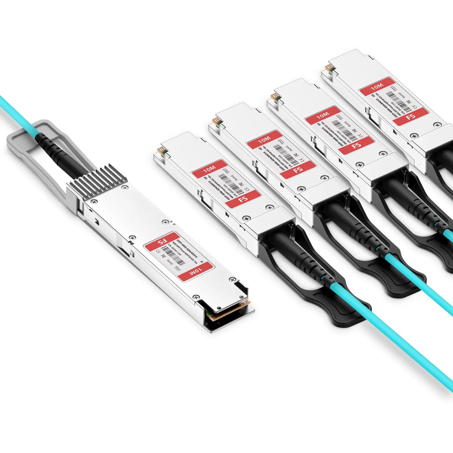 10m (33ft) Arista Networks Compatible 400G OSFP 8 x 50G PAM4 Finned Top to 4 x 100G QSFP28 4 x 25G NRZ Active Optical Breakout Cable