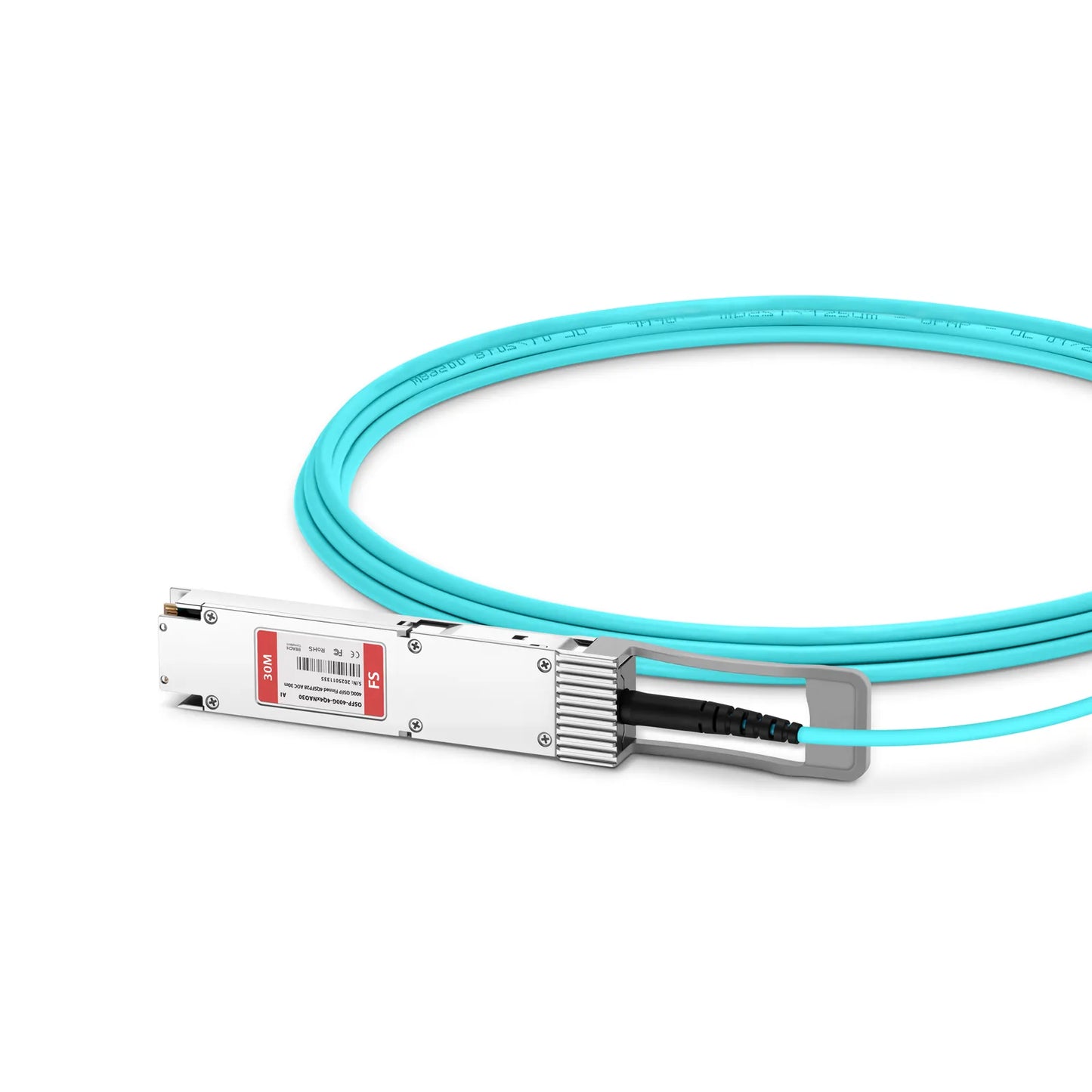 30m (98ft) Arista Networks Compatible 400G OSFP 8 x 50G PAM4 Finned Top to 4 x 100G QSFP28 4 x 25G NRZ Active Optical Breakout Cable