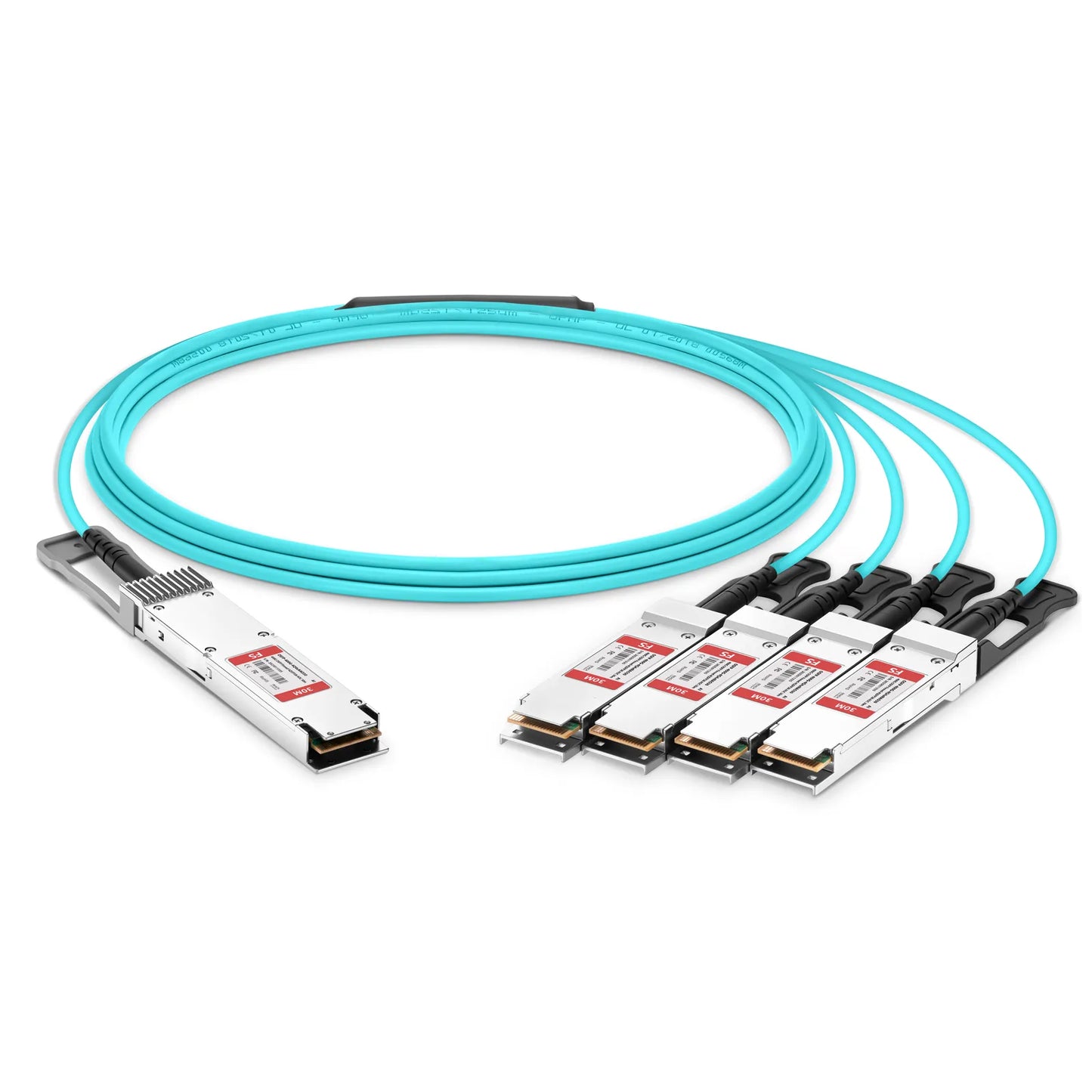 30m (98ft) Arista Networks Compatible 400G OSFP 8 x 50G PAM4 Finned Top to 4 x 100G QSFP28 4 x 25G NRZ Active Optical Breakout Cable