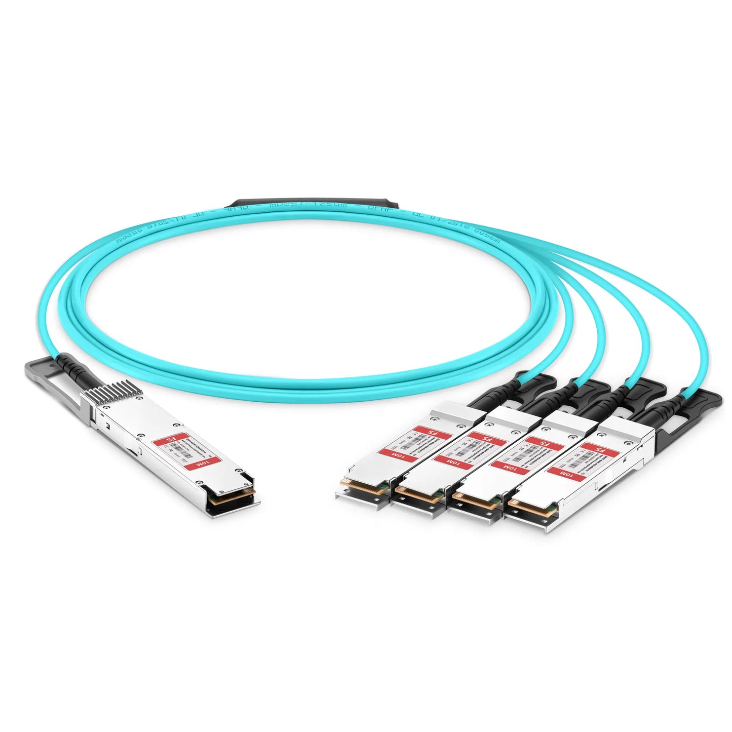 10m (33ft) 400G OSFP 8 x 50G PAM4 Finned Top to 4 x 100G QSFP28 4 x 25G NRZ Active Optical Breakout Cable for FS Switches