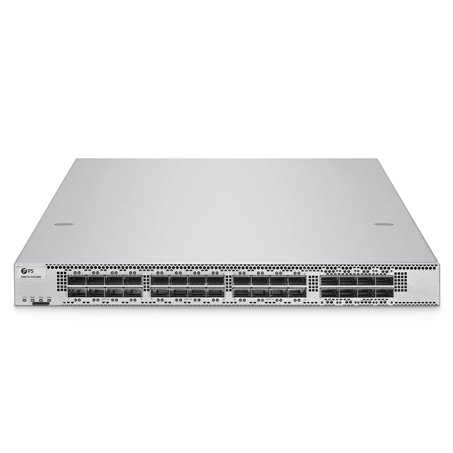 N8510-24CD8D, 24-Port Ethernet Data Center Switch, 24 x 200Gb QSFP56, with 8 x 400Gb QSFP-DD Uplinks, PicOS®, Broadcom Trident 4 Chip, Front-to-Back Airflow