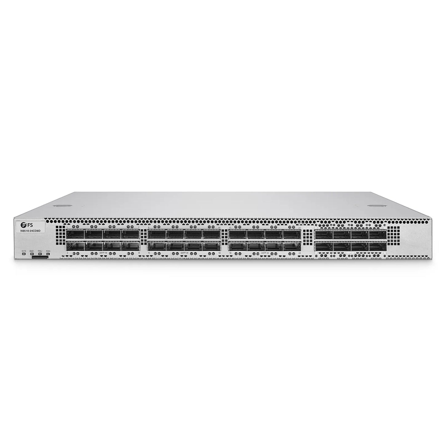 N8510-24CD8D, 24-Port Ethernet Data Center Switch, 24 x 200Gb QSFP56, with 8 x 400Gb QSFP-DD Uplinks, PicOS®, Broadcom Trident 4 Chip, Front-to-Back Airflow