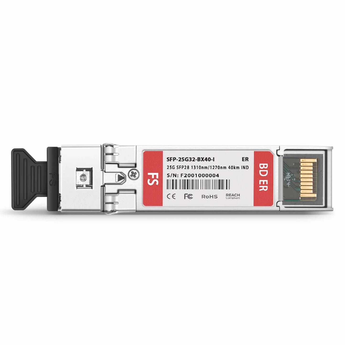 Ericsson Compatible SFP28 25GBASE-BX40-D BiDi 1310nm-TX/1270nm-RX 40km DOM Simplex LC/UPC SMF Optical Transceiver Module For 5G Wireless (Industrial)