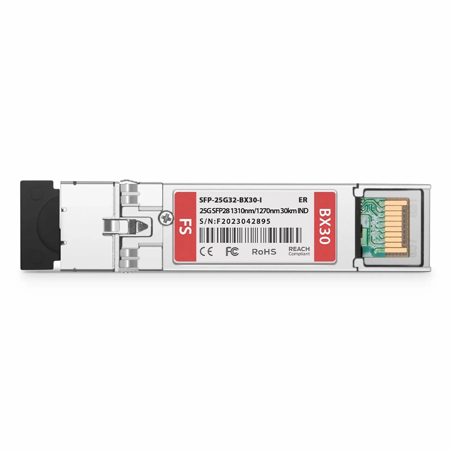 Ericsson Compatible SFP28 25GBASE-BX30-D BiDi 1310nm-TX/1270nm-RX 30km DOM Simplex LC/UPC SMF Optical Transceiver Module For 5G Wireless (Industrial)