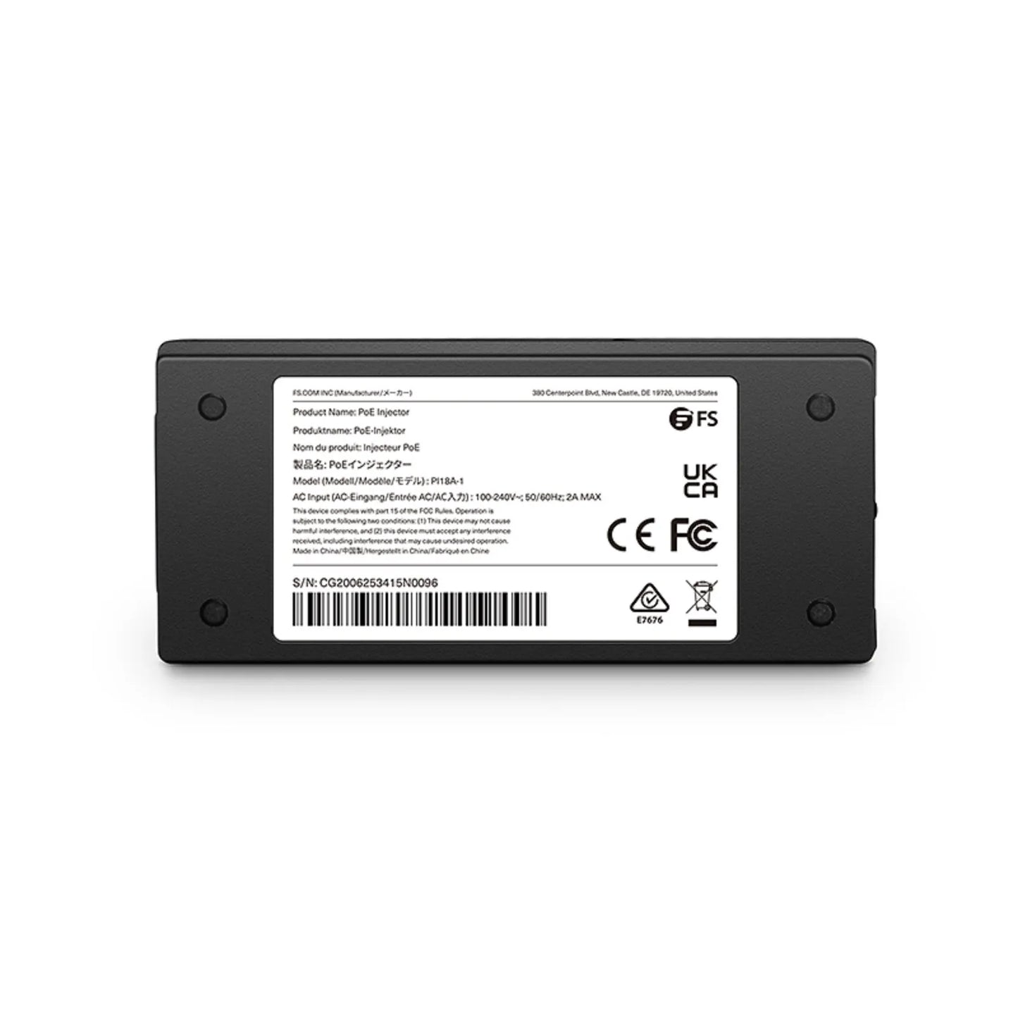 Single Port 10/100/1000M Gigabit PoE Injector, PoE Port @ 18W