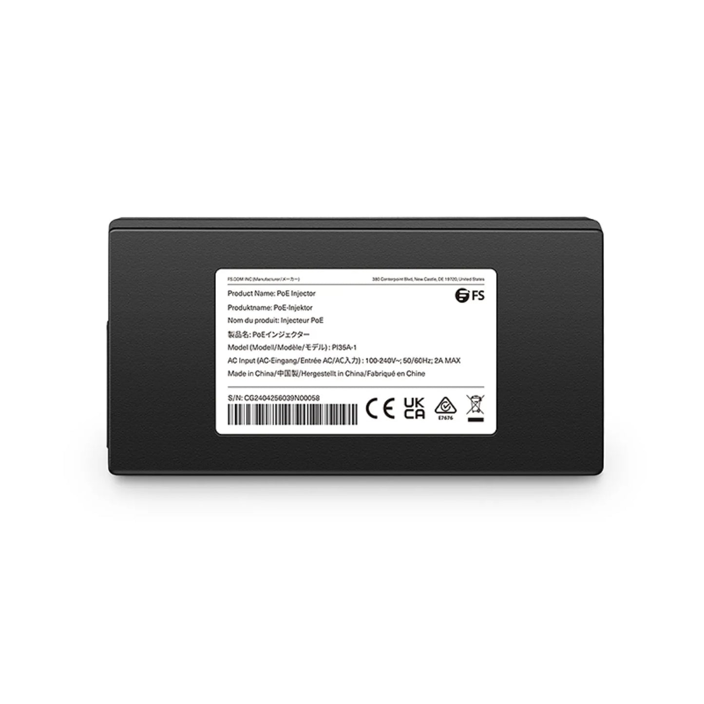 Single Port 10/100/1000M Gigabit PoE Injector, PoE Port @ 35W
