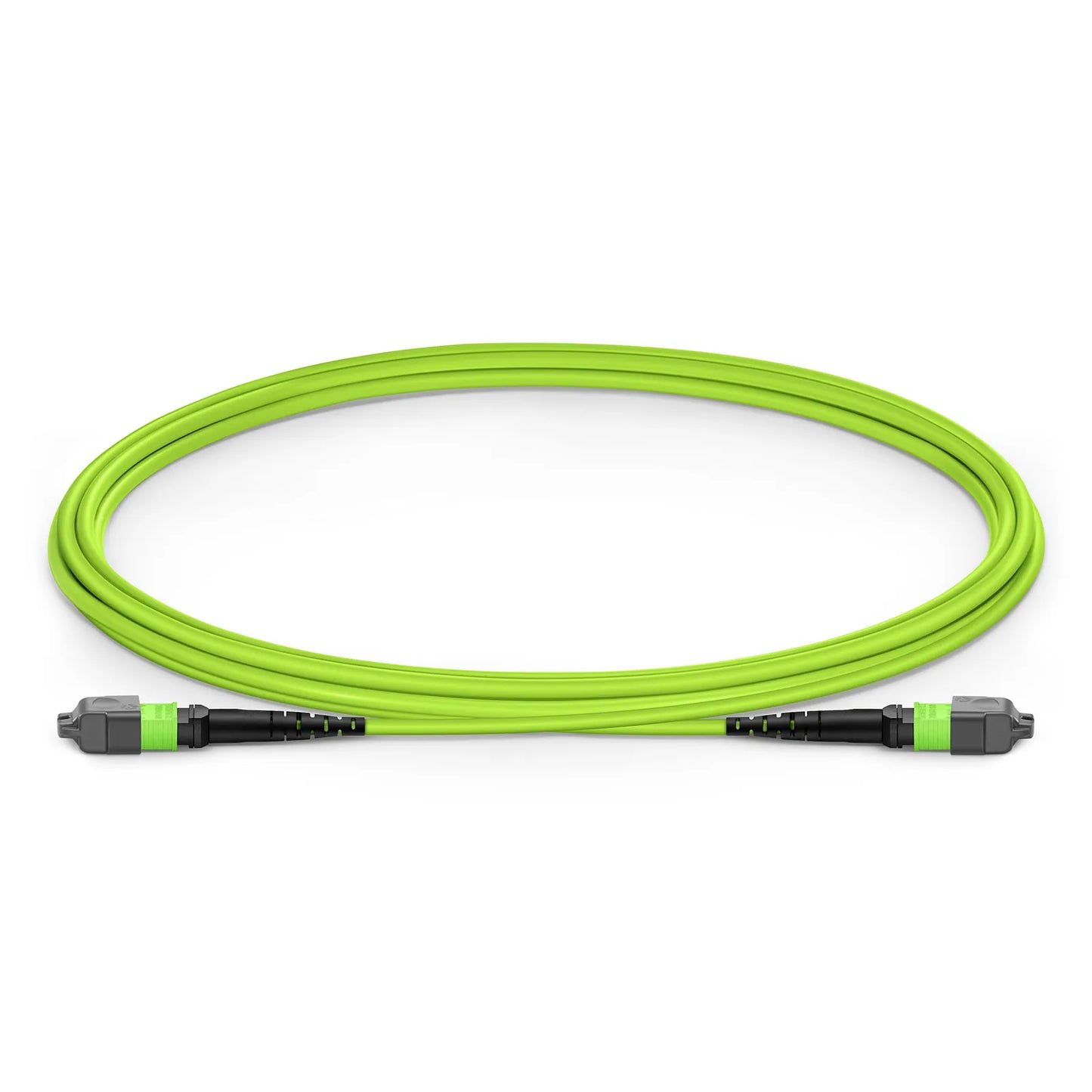 2m (7ft) MTP® Jumper, MTP®-12 UPC (Female) to MTP®-12 UPC (Female), 12 Fibers, Multimode (OM5), Plenum (OFNP), 0.35dB Max, Type A, Lime Green