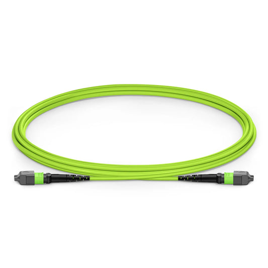 2m (7ft) MTP® Jumper, MTP®-12 UPC (Female) to MTP®-12 UPC (Female), 12 Fibers, Multimode (OM5), Plenum (OFNP), 0.35dB Max, Type A, Lime Green