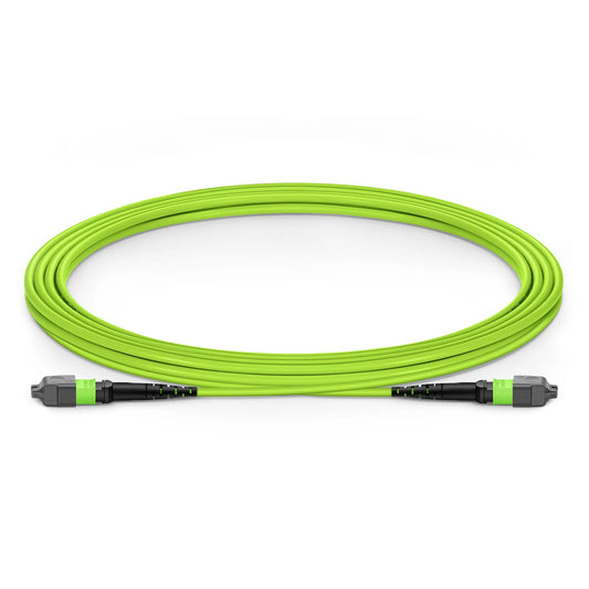 3m (10ft) MTP® Jumper, MTP®-12 UPC (Female) to MTP®-12 UPC (Female), 12 Fibers, Multimode (OM5), Plenum (OFNP), 0.35dB Max, Type A, Lime Green