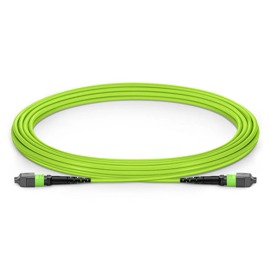 5m (16ft) MTP® Jumper, MTP®-12 UPC (Female) to MTP®-12 UPC (Female), 12 Fibers, Multimode (OM5), Plenum (OFNP), 0.35dB Max, Type B, Lime Green