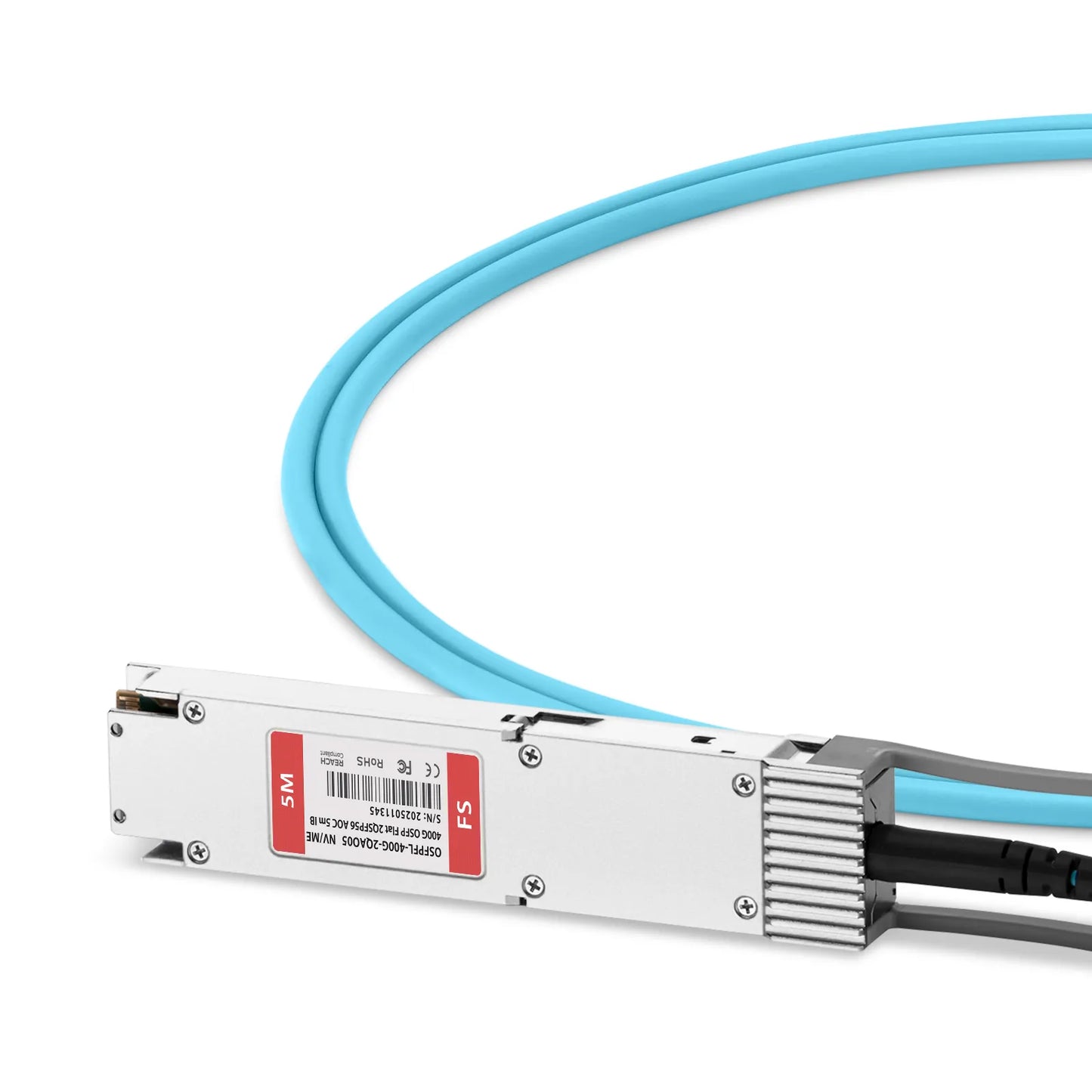5m (16ft) NVIDIA/Mellanox MFA7U10-H005-FLT Compatible 400G OSFP 8 x 50G PAM4 Flat Top to 2 x 200G QSFP56 4 x 50G PAM4 InfiniBand HDR Active Optical Breakout Cable for Quantum Switches and ConnectX-7 HCA